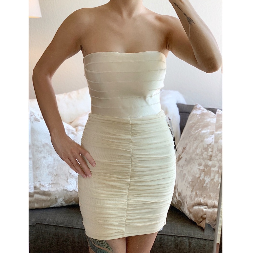 NWT bebe Creamy Strapless Dress